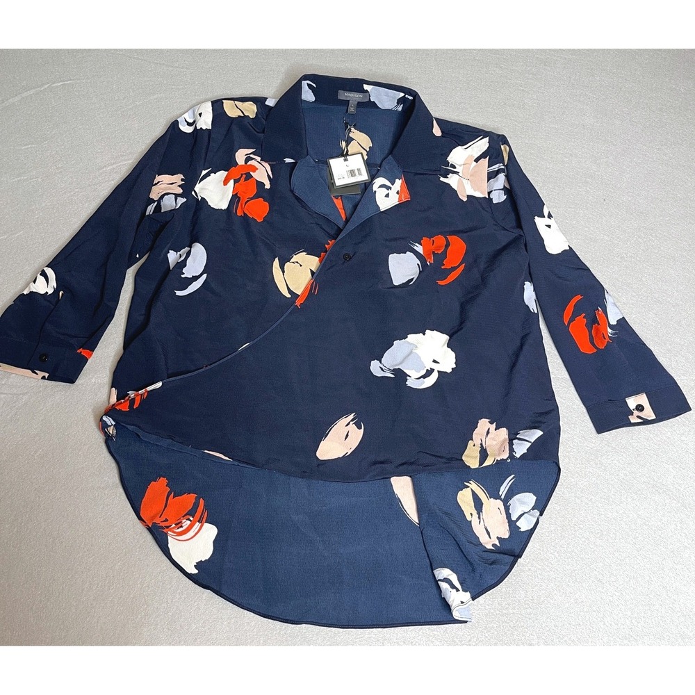 Floral Navy High Low Wrap‎ Blouse NWT